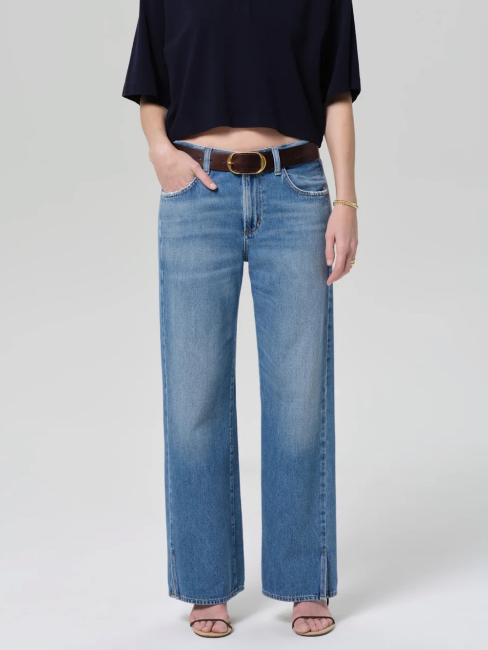 Citizens of Humanity Track Jeans in Solstice Wide Leg Low Rise